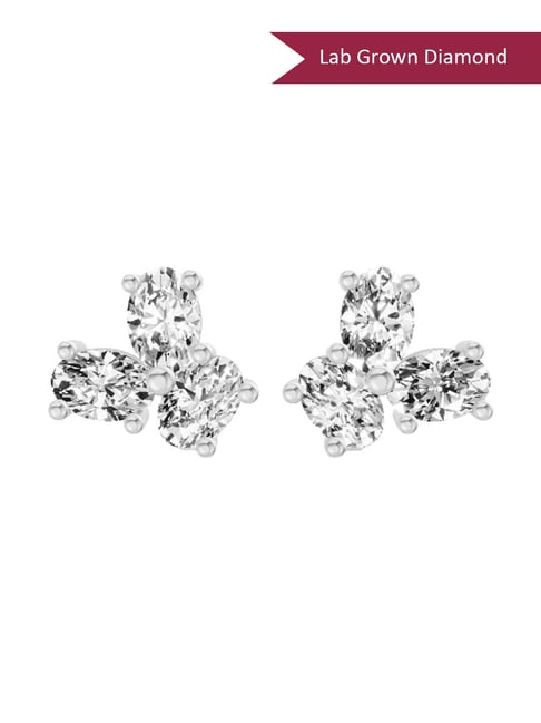 Sparkles White Gold Lab Grown Diamond 14KT 1.02ct 3 Stone Earring For Women-picture-17