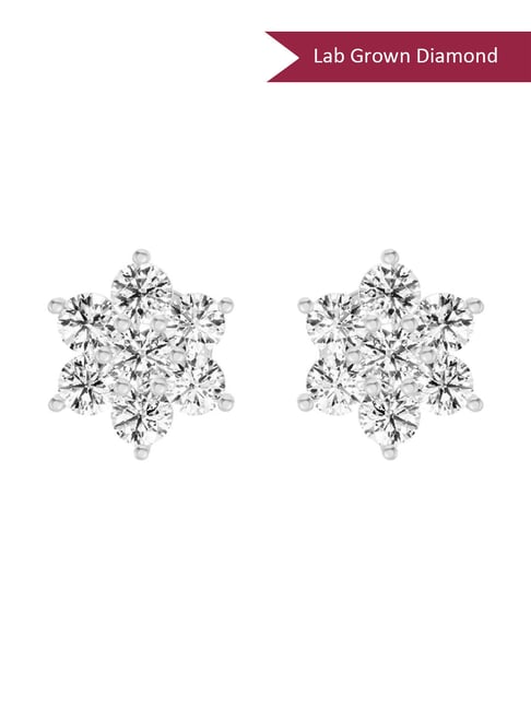 Sparkles White Gold Lab Grown Diamond 14KT 0.97ct Floral Earring For Women-picture-28