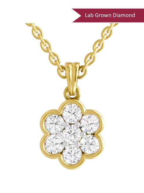 Sparkles Yellow Gold Lab Grown Diamond 14KT 0.95ct Floral Pendant For Women-picture-39