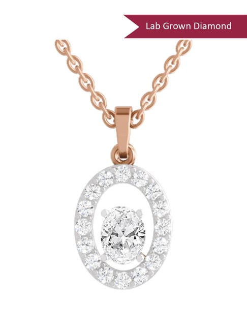 Sparkles Rose Gold Lab Grown Diamond 14KT 1.41ct Oval Pendant For Women-picture-45