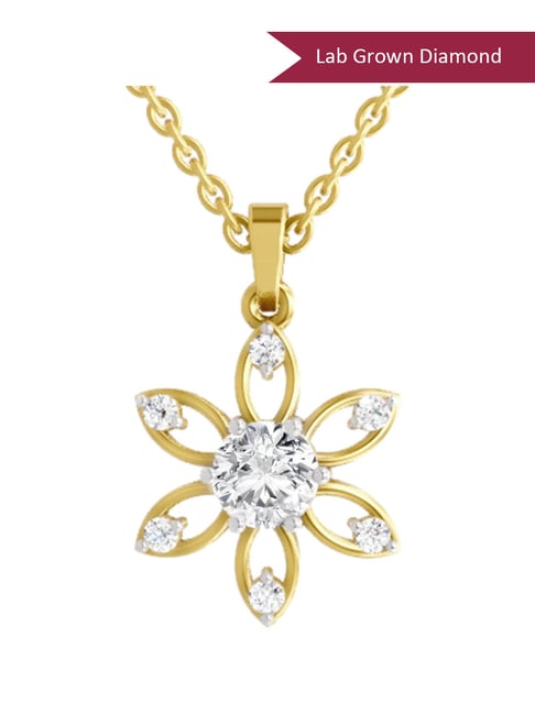 Sparkles Yellow Gold Lab Grown Diamond 14KT 1.01ct Jasmin Pendant For Women-picture-15