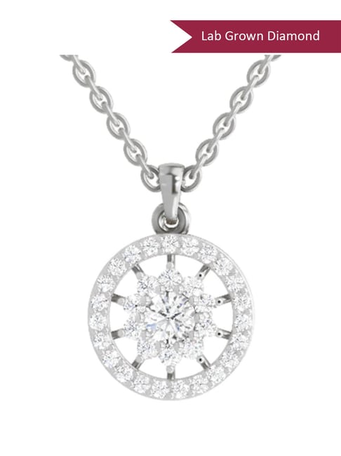 Sparkles White Gold Lab Grown Diamond 14KT 0.91ct Wheel Pendant For Women-picture-14