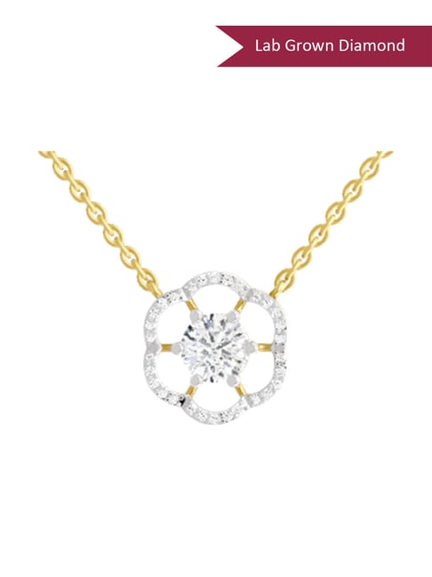 Sparkles Yellow Gold Lab Grown Diamond 14KT 1.15ct Floral Pendant For Women-picture-13