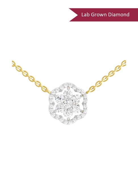 Sparkles Yellow Gold Lab Grown Diamond 14KT 0.98ct Floral Pendant For Women-picture-34