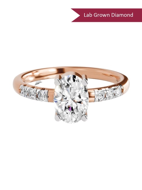 Sparkles Rose Gold Lab Grown 7 Diamond 14KT 1.17ct Oval Ring For Women-picture-23