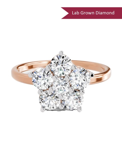 Sparkles Rose Gold Lab Grown 6 Diamond 14KT 1.13ct Floral Ring For Women-picture-28