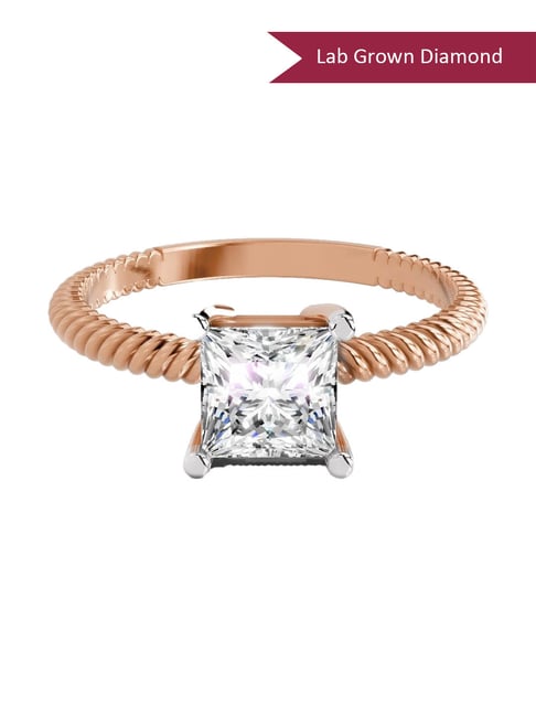 Sparkles Rose Gold Lab Grown 1 Diamond 14KT 1ct Square Ring For Women-picture-42