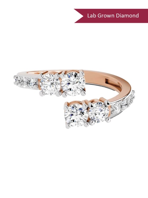 Sparkles Rose Gold Lab Grown 12 Diamond 14KT 0.96ct Open Ring For Women-picture-10