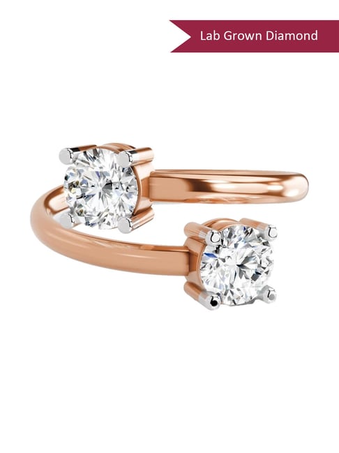 Sparkles Rose Gold Lab Grown 2 Diamond 14KT 1ct Open Ring For Women-picture-40