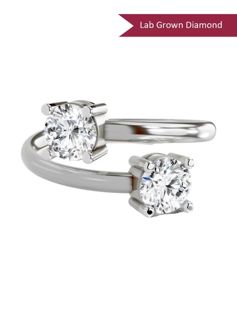 Sparkles White Gold Lab Grown 2 Diamond 14KT 1ct Open Ring For Women-picture-40