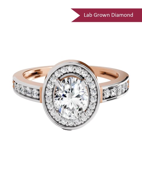 Sparkles Rose Gold Lab Grown 33 Diamond 14KT 1.1ct Oval Ring For Women-picture-24
