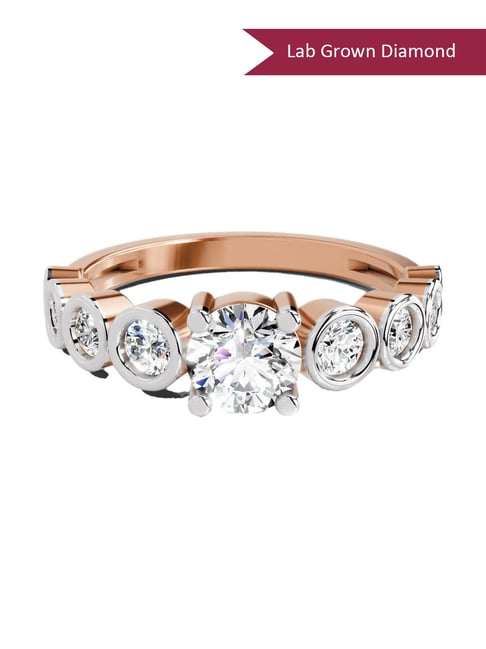 Sparkles Rose Gold Lab Grown 9 Diamond 14KT 1.13ct Round Ring For Women-picture-30