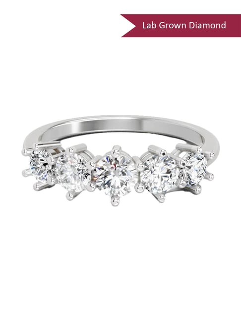 Sparkles White Gold Lab Grown 5 Diamond 14KT 1.4ct Round Ring For Women-picture-32