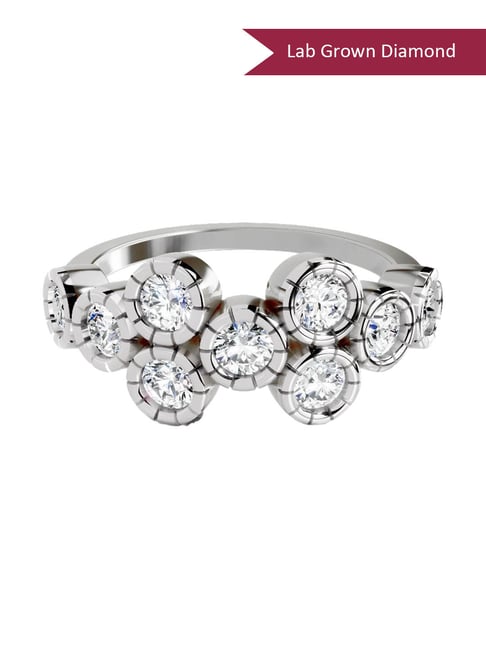 Sparkles White Gold Lab Grown 9 Diamond 14KT 1.13ct Round Ring For Women-picture-23