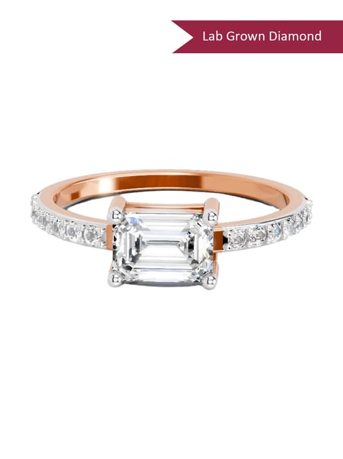 Sparkles Rose Gold Lab Grown 15 Diamond 14KT 1.18ct Rectangle Ring For Women-picture-35