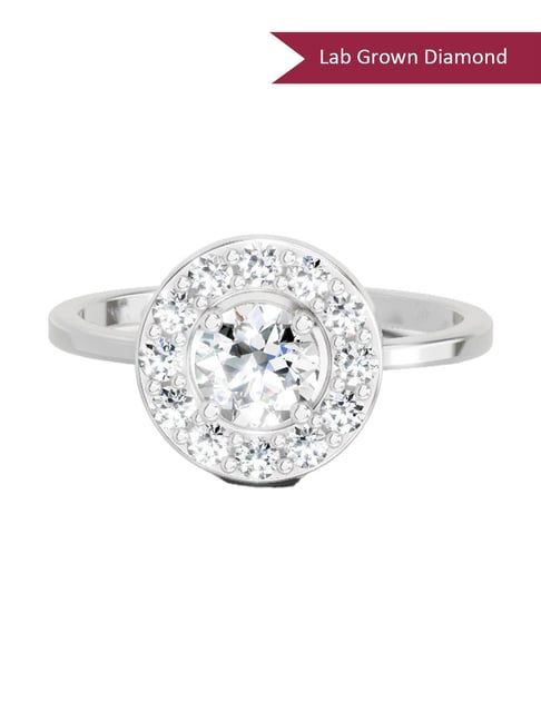 Sparkles White Gold Lab Grown 13 Diamond 14KT 0.85t Round Ring For Women-picture-31