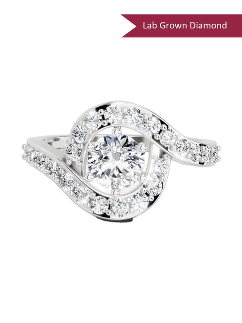 Sparkles White Gold Lab Grown 23 Diamond 14KT 1.29ct Round Ring For Women-picture-36