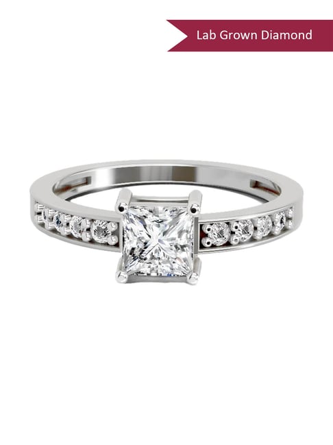 Sparkles White Gold Lab Grown 9 Diamond 14KT 0.94ct Square Ring For Women-picture-35