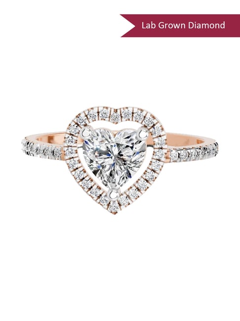 Sparkles Rose Gold Lab Grown 43 Diamond 14KT 0.97ct Heart Ring For Women-picture-37