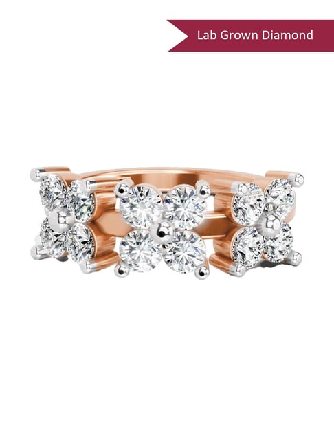 Sparkles Rose Gold Lab Grown 12 Diamond 14KT 1.19ct Floral Ring For Women-picture-21