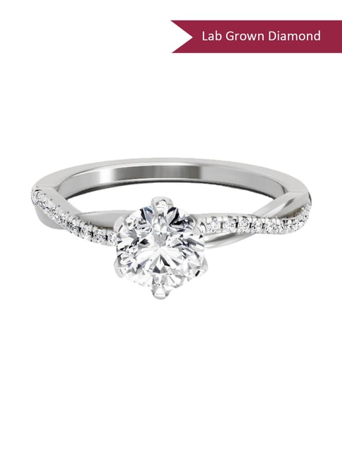 Sparkles White Gold Lab Grown 25 Diamond 0.9ct 14KT Twisted Ring For Women-picture-19