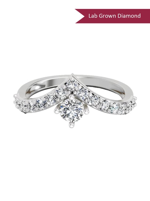 Sparkles White Gold Lab Grown 16 Diamond 0.78ct 14KT Twist Ring For Women-picture-25