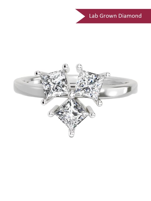 Sparkles White Gold Lab Grown 3 Diamond 1.05ct 14KT Ring For Women-picture-22