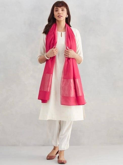 Fabindia Pink Woven Stole-picture-18