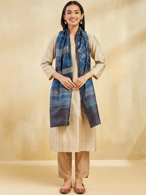 Fabindia Blue Printed Stole-picture-21