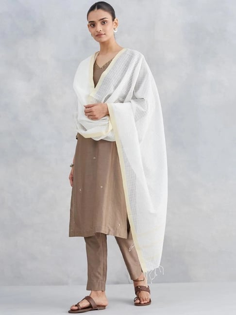 Fabindia Off White Woven Dupatta-picture-44