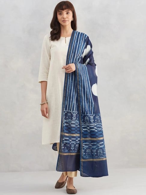 Fabindia Blue Printed Dupatta-picture-36