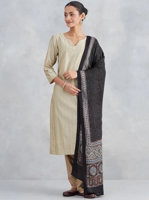 Fabindia Black Printed Dupatta-picture-27