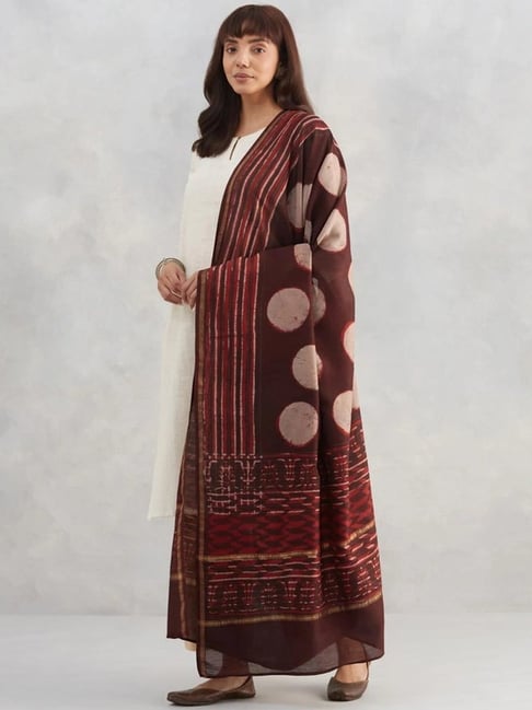 Fabindia Brown Printed Dupatta-picture-11