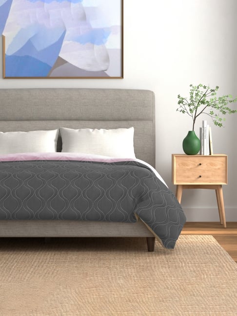 Urban Space Microfibre 120 GSM Grey Reversible Double Bed Blanket