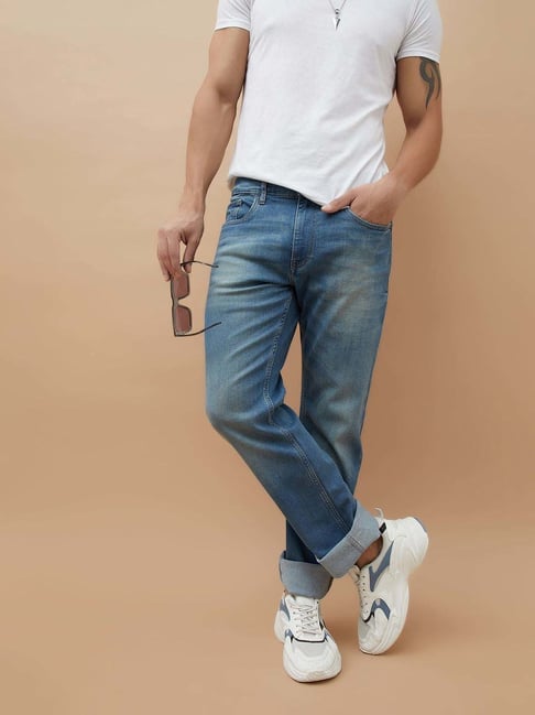 Forca By Lifestyle Blue Cotton Slim Fit Jeans-picture-20