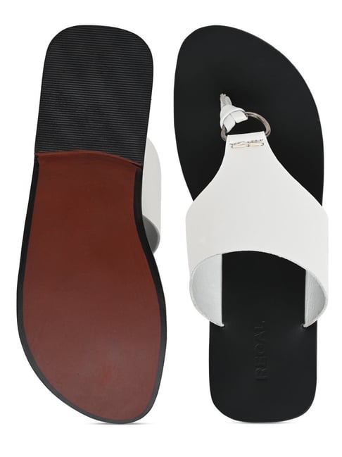 Regal White Leather Casual Sandals