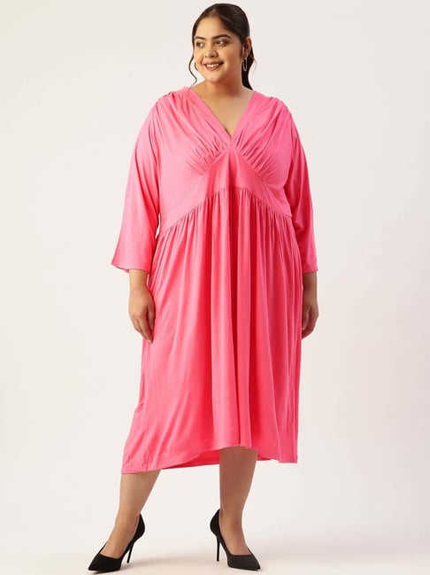 theRebelinme Pink Relaxed Fit Plus Size Dress