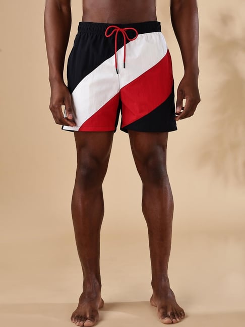 TOMMY HILFIGER Blue Nylon Regular Fit Colour-Block Shorts