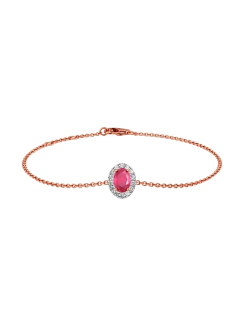 Joyalukkas 18k (750) Purity Rose Gold Fiery Solitaire Diamond Bracelet For Women