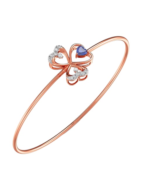 Joyalukkas 18k (750) Purity Rose Gold Floral Clover Heart Diamond Bracelet For Women