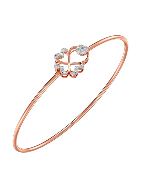 Joyalukkas 18k (750) Purity Rose Gold Elegant Clover Heart Diamond Bracelet For Women