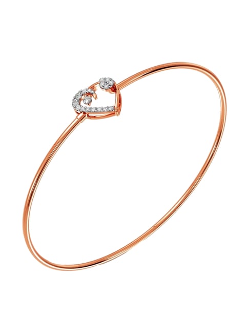 Joyalukkas 18k (750) Purity Rose Gold Solitaire Heart Diamond Bracelet For Women