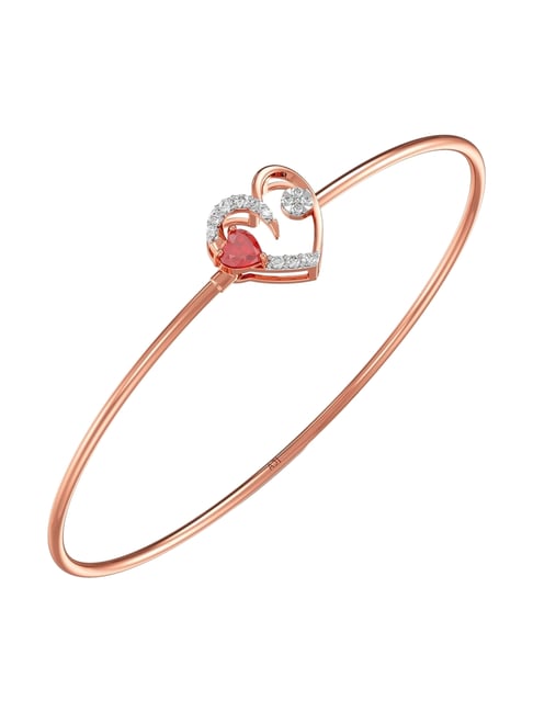 Joyalukkas 18k (750) Purity Rose Gold Red Heart Sparkle Diamond Bracelet For Women