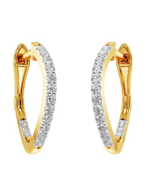 Joyalukkas 18k (750) Purity Yellow Gold Curvy Wave Diamond Earrings
