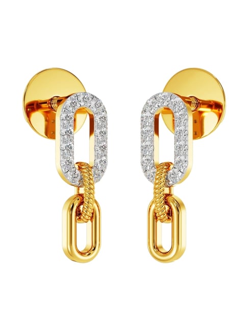 Joyalukkas 18k (750) Purity Yellow Gold Link and Loop Diamond Earrings