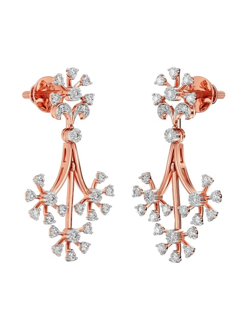 Joyalukkas 18k (750) Purity Rose Gold Floral Glow Drop Diamond Earrings