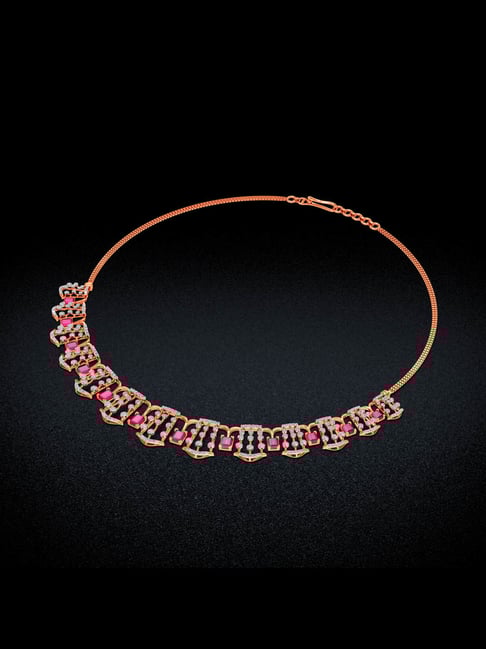 Joyalukkas 18k (750) Purity Rose Gold Modern Geometric Charm Diamond Necklace