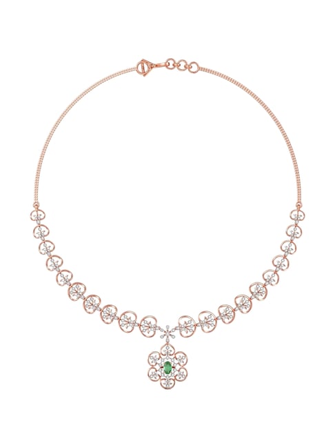 Joyalukkas 18k (750) Purity Rose Gold Radiant Floral Curves Diamond Necklace
