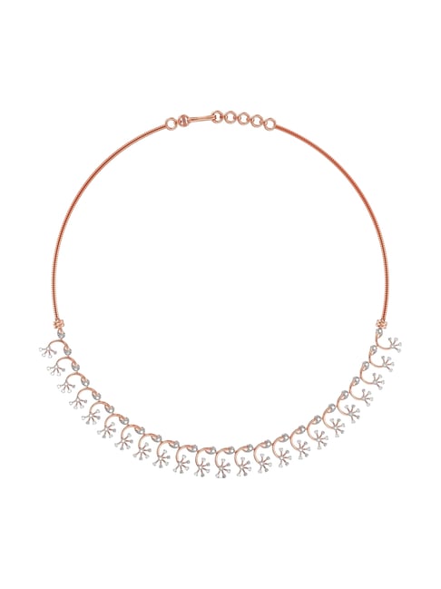 Joyalukkas 18k (750) Purity Rose Gold Floral Glow Drop Diamond Necklace