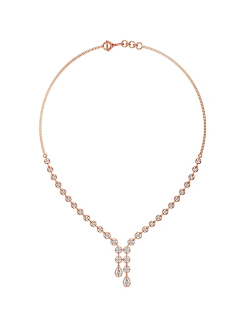 Joyalukkas 18k (750) Purity Rose Gold Connected Glow Dewdrop Diamond Necklace
